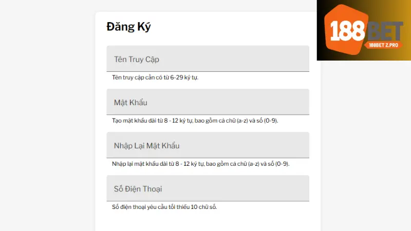 Quy trình đăng ký 188bet